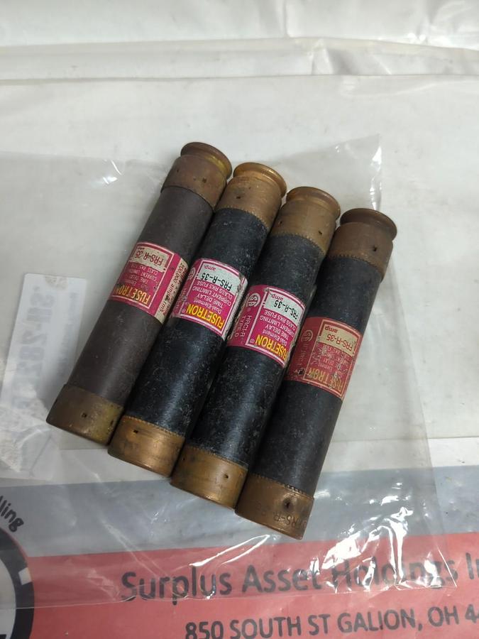 Used COOPER BUSSMANN,FRS-R-35,FUSETRON 35 AMP FUSE LOT OF 4 PRE-OWNED