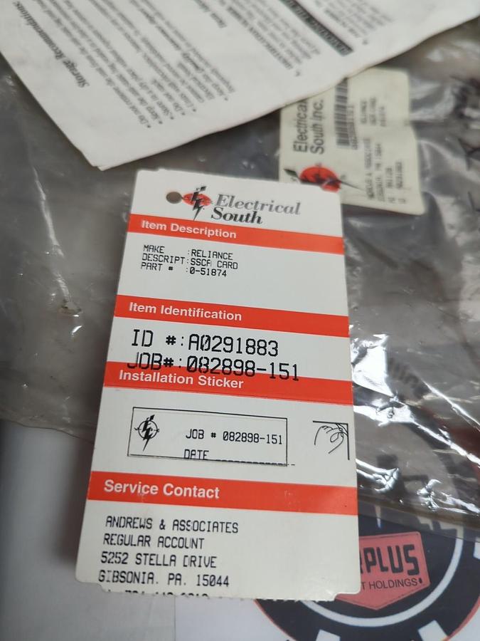 Used RELIANCE ELECTRIC,0-51874,SSCA STATIC SEQUINCE CARD MODULE PRE-OWNED