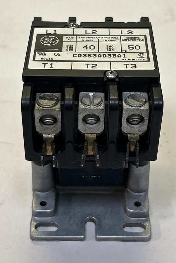 Used GENERAL ELECTRIC,CR353AD3BA1,DEFINITE PURPOSE CONTACTOR 40A 600V 3P
