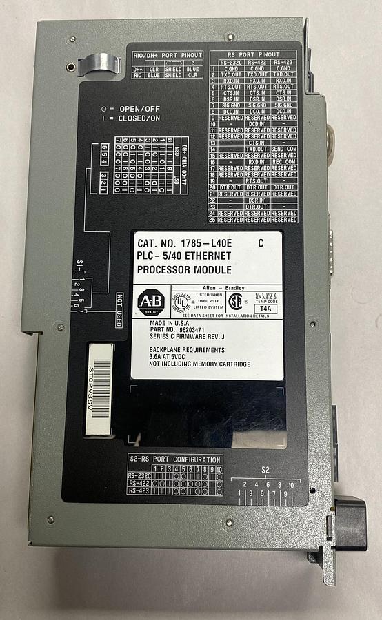 Used Allen-Bradley,1785-L40E,Ser C PLC-5/40 Ethernet Processor Module