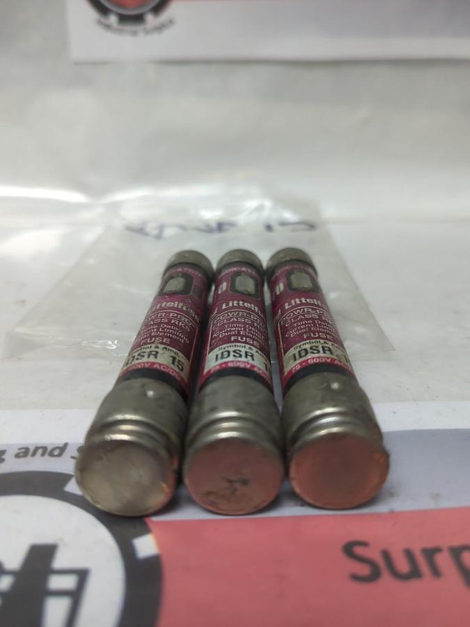 Used LITTELFUSE,IDSR-15,INDICATOR 15 AMP FUSE LOT OF 3 PRE-OWNED