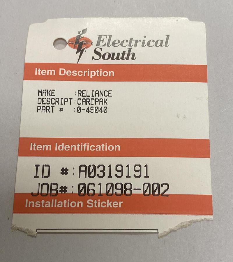 Used RELIANCE,0-49040,CARDPAK CONTROL RECTIFIER REFURBISHED