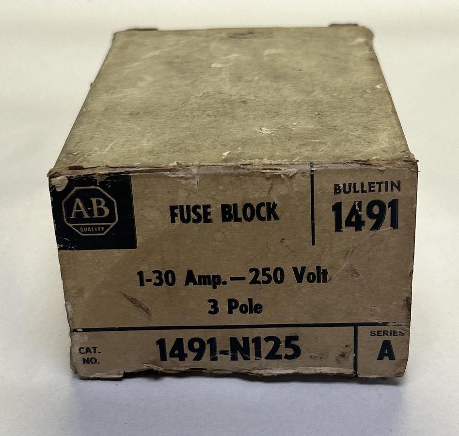 ALLEN BRADLEY,1491-N125,FUSE BLOCK 1-30A 250V 3P LOT OF 2 NOS