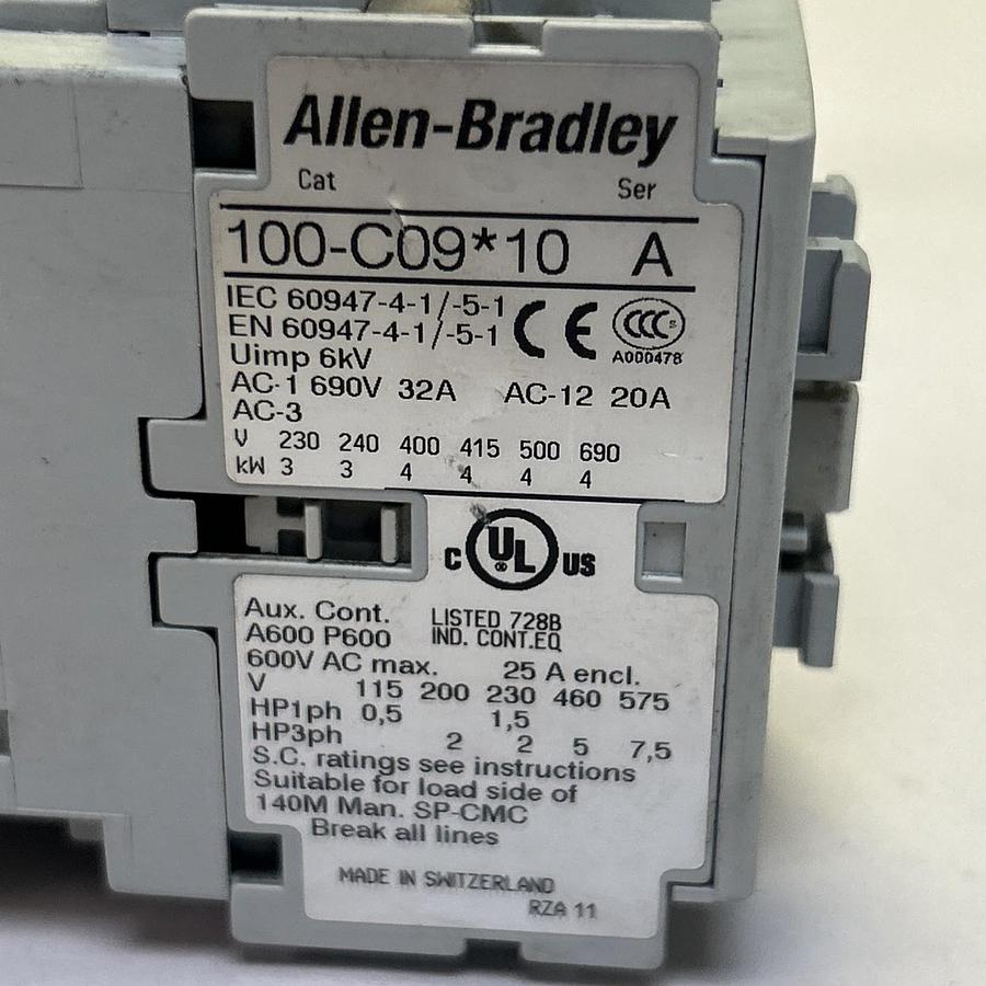 Used ALLEN BRADLEY,100-C09*10,CONTACTOR 120V COIL