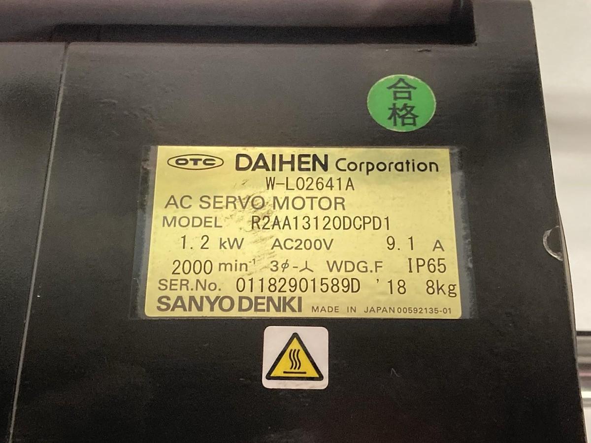Daihen,Model R2AA13120DCPD1,AC Servo Motor W-L02641A 1.2kW 9.1A