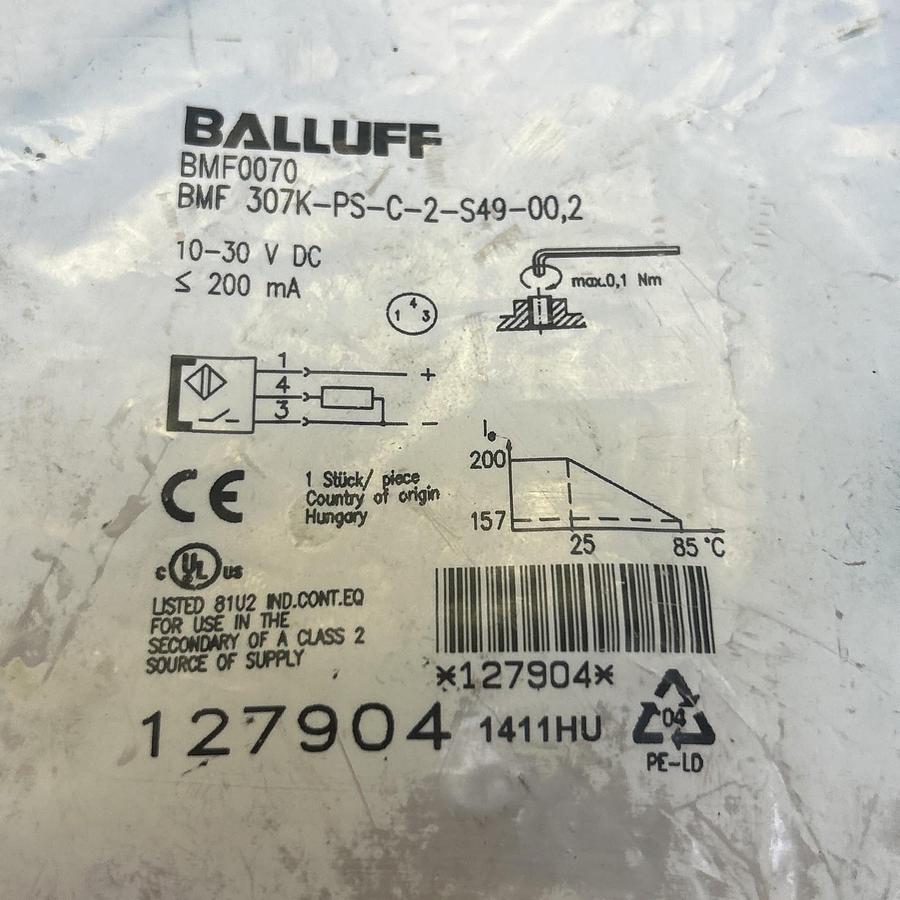 Used BALLUFF,BMF 307K-PS-C-2-S49-00,2,MAGNETIC FIELD SENSOR NEW