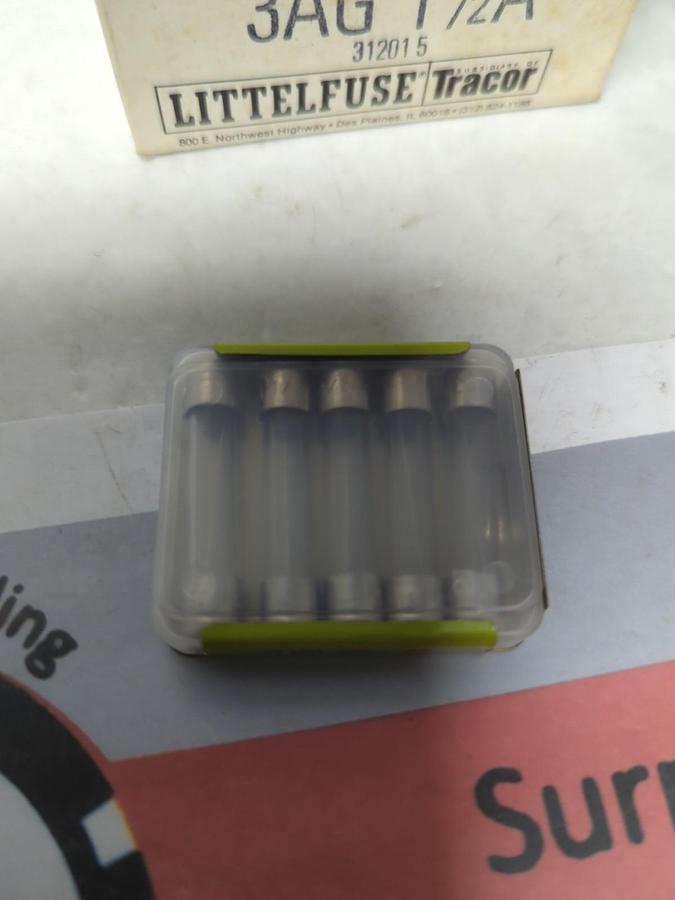 LITTELFUSE,3AG 1-1/2A,GLASS FUSES BOX OF 100 ( 20 PKS OF 5) NEW