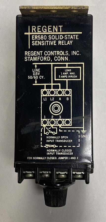 Used Regent Controls Inc.,ER580,Solid State Sensitive Relay