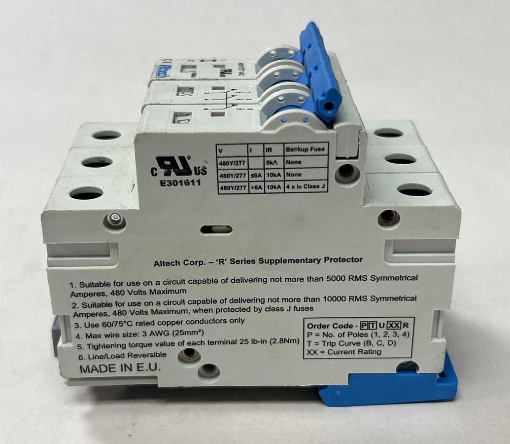 Used ALTECH,E301611,CIRCUIT BREAKER 20AMP 277V 3P