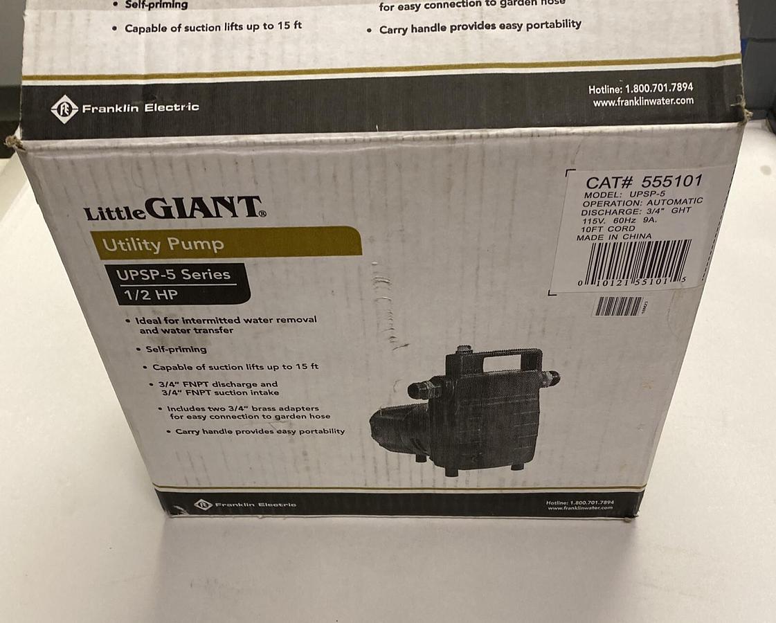 LITTLE GIANT,555101,UTILITY PUMP 1/2HP 115V 10 FT CORD NEW