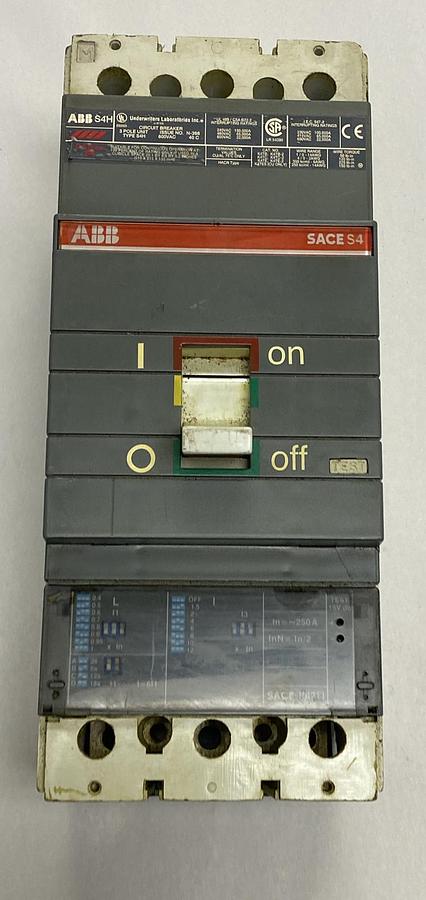 Used ABB,S4H,Circuit Breaker 250A 600V 3 Pole