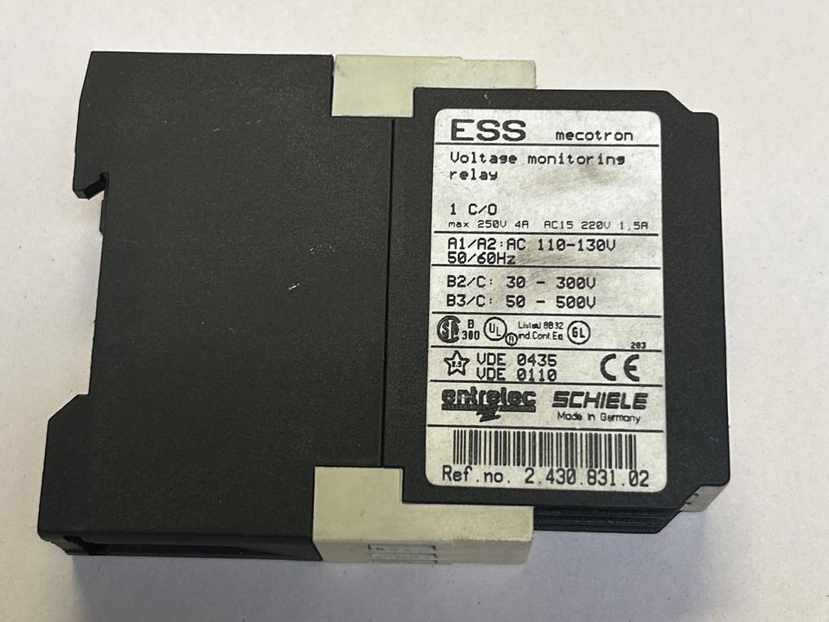 Used ENTRELEC SCHIELE,ESS,MECOTRON VOLTAGE MONITORING RELAY