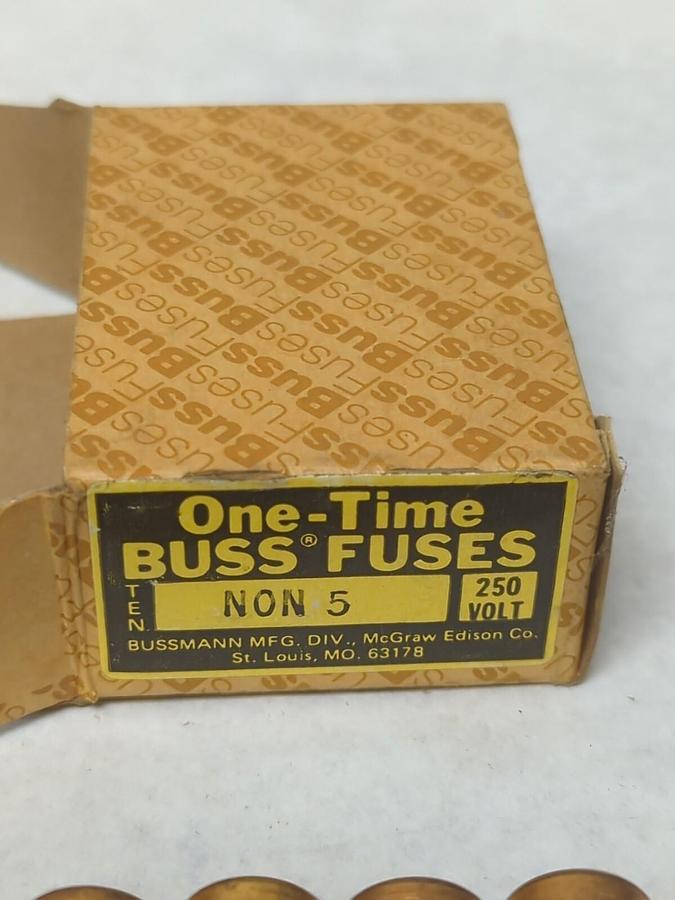 BUSSMANN,NON 5,ONE-TIME 5 AMP FUSES BOX OF 10 NOS