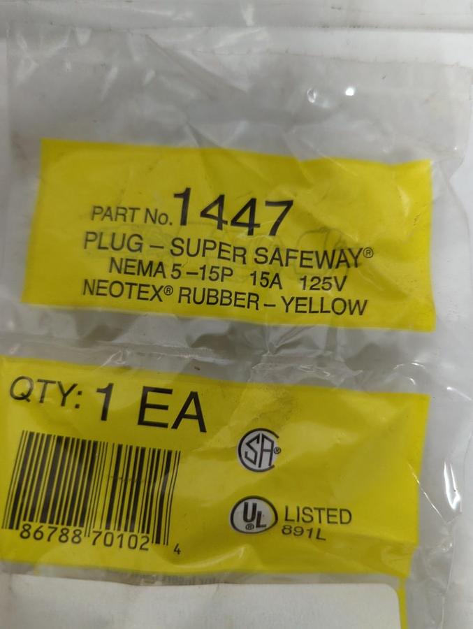 WOODHEAD,1447,PLUG SUPER SAFEWAY NEMA 5-15P 15A 125V NOS