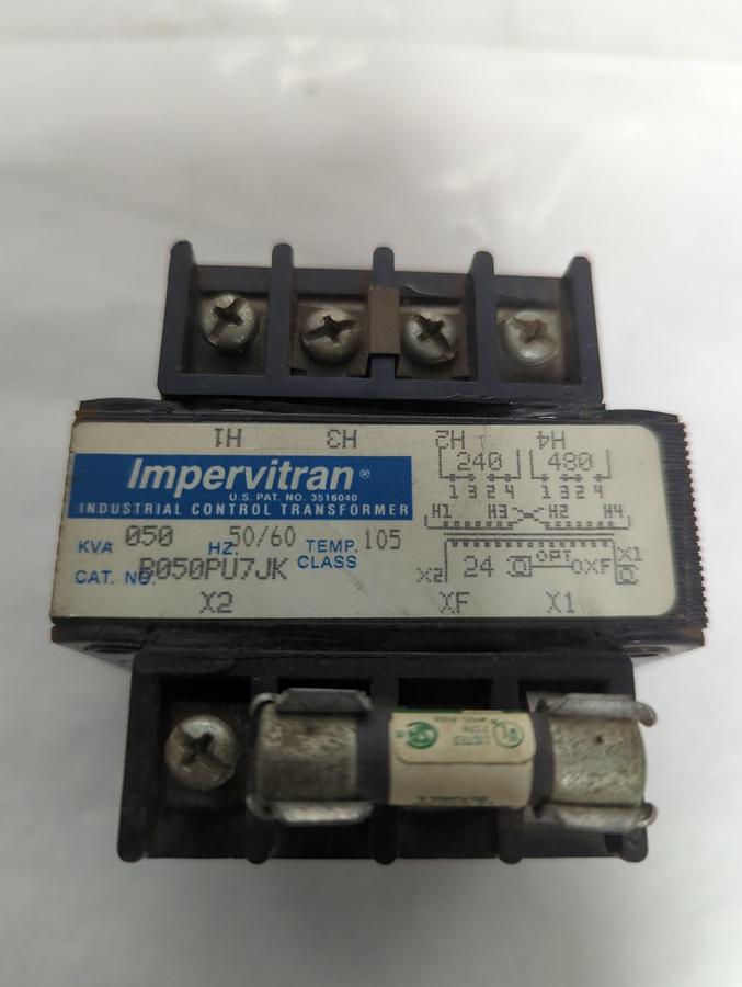Used IMPERVITRAN,B050PU7JK,INDUSTRIAL CONTROL TRANSFORMER KVA 050 50/60HZ PRE-OWNED