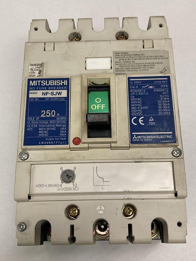 Used Mitsubishi,NF-SJW3250,No-Fuse Circuit Breaker 50/60HZ 250 Amps