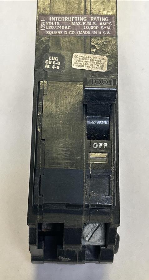 Used SQUARE D,Q12100TFZ,CIRCUIT BREAKER 100A 120/240V 2P