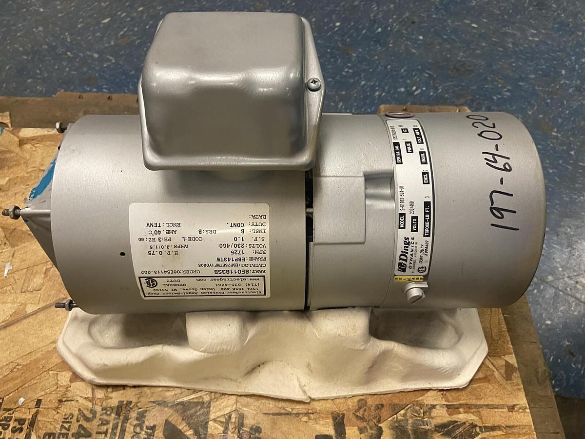 Used Electric-Gear,8E01183SB,3/4hp Crane Brake Motor 1725RPM 230/460V Frame EBP143TW