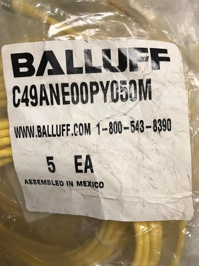 Used Balluff,C49ANE00PYN050M,Cable 4 Pin Bag of 5 Cables