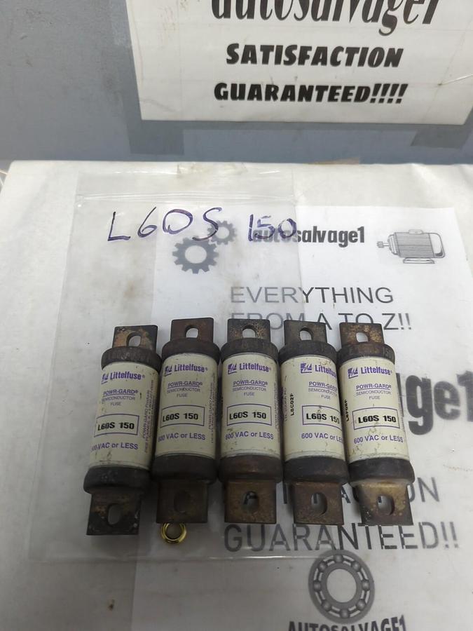 LITTELFUSE,L60S 150,SEMICONDUCTOR 150 AMP FUSES LOT OF 5 NOS