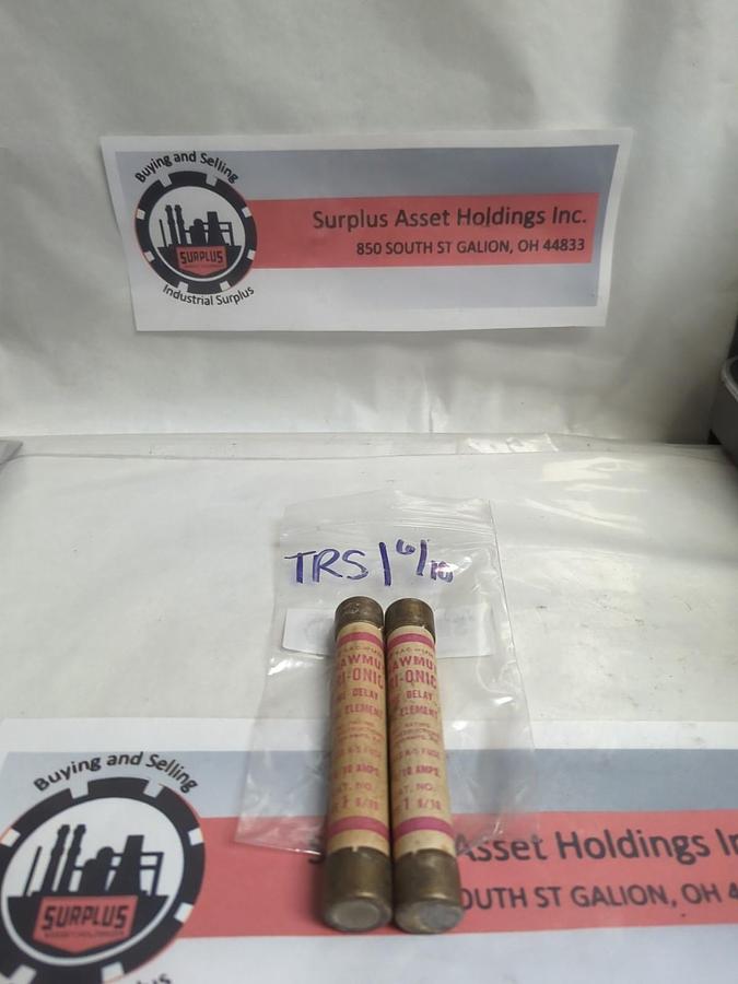 Used GOULD SHAWMUT,TRS-1-6/10,TRI-ONIC 1-6/10 AMP FUSE LOT OF 2 PRE-OWNED