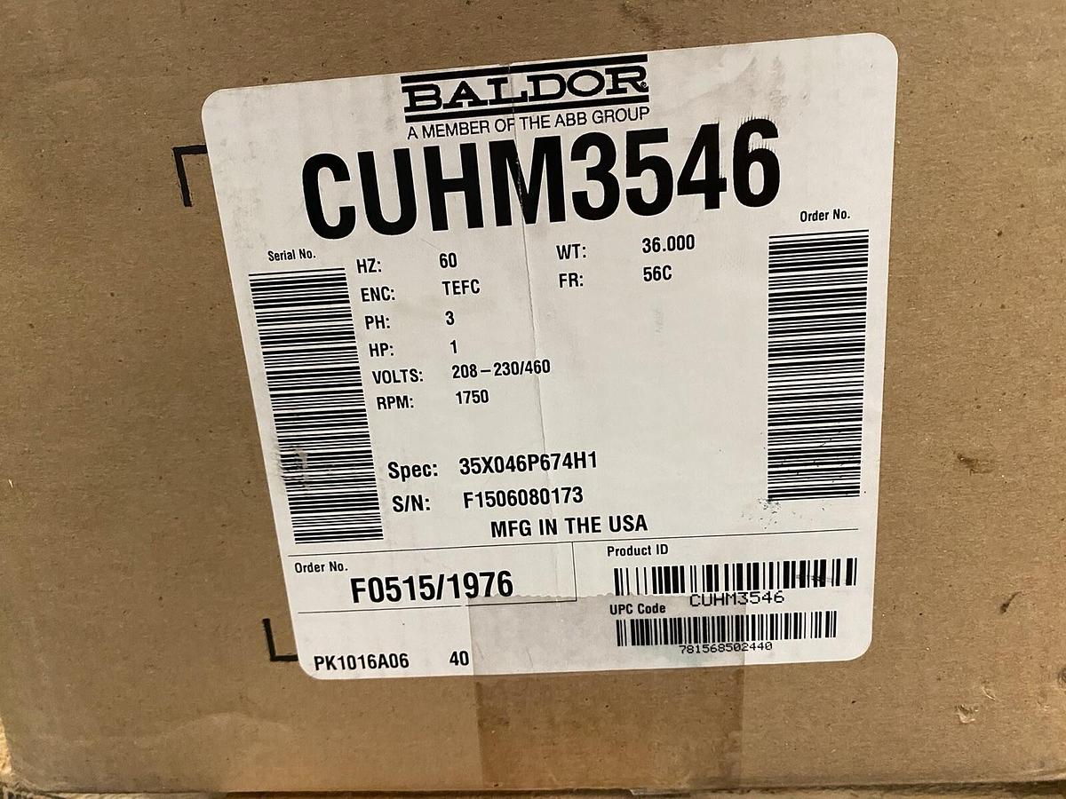 BALDOR,CUHM3546,INVERTER MOTOR 1HP 1750 RPM 208-230/460V 56C
