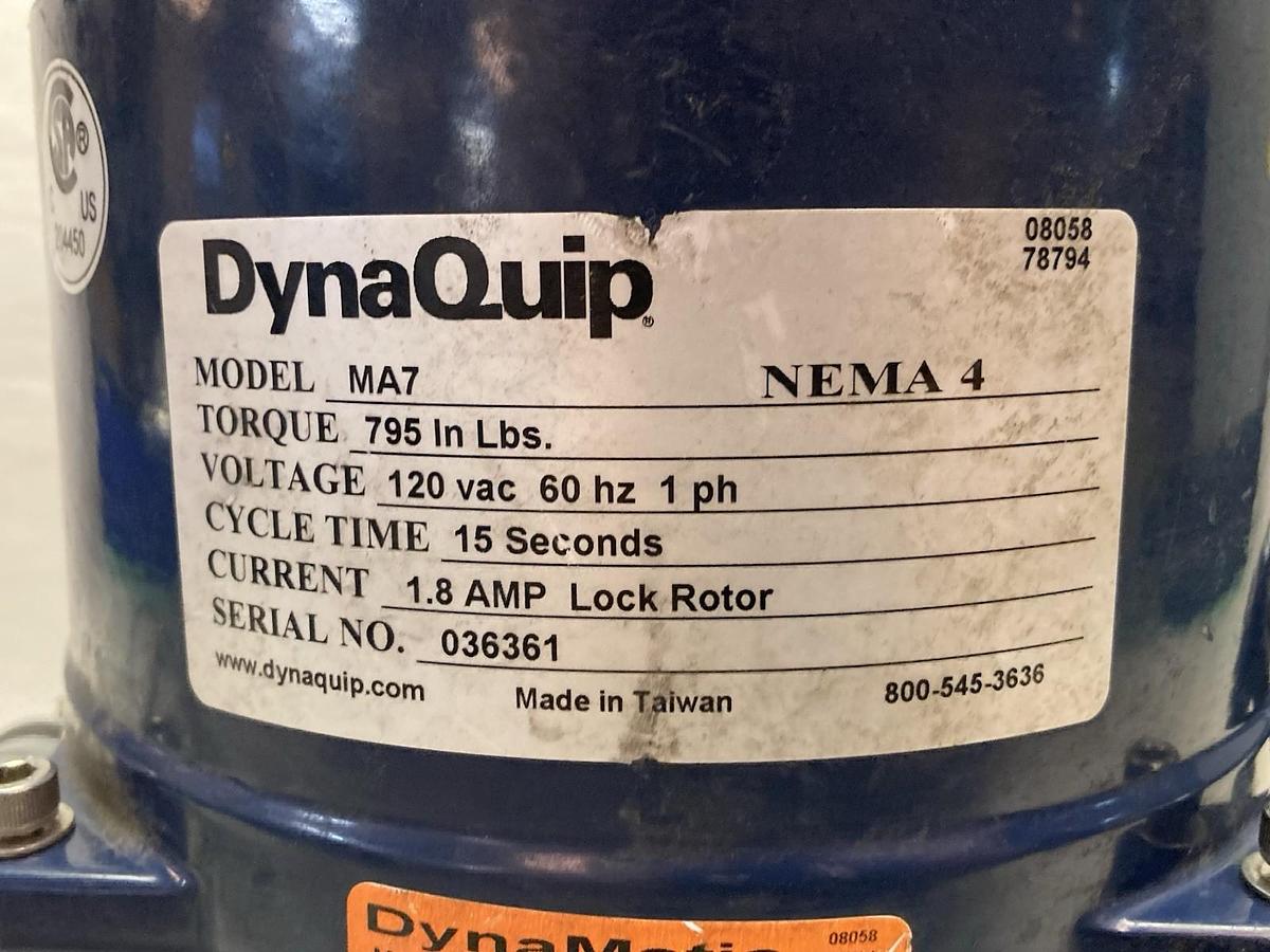 Used DynaQuip,MA7,Single Phase Actuator 120Vac 60Hz 1.8A Nema 4