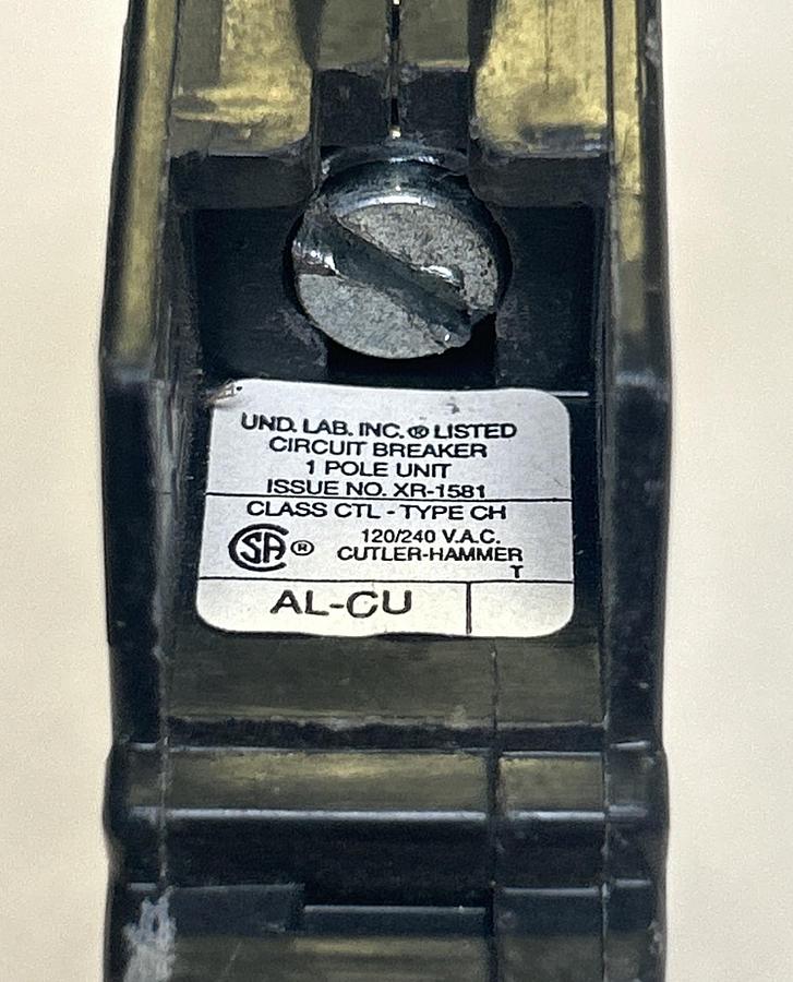 Used CUTLER-HAMMER,CH115,CIRCUIT BREAKER 15A 120/240V 1P