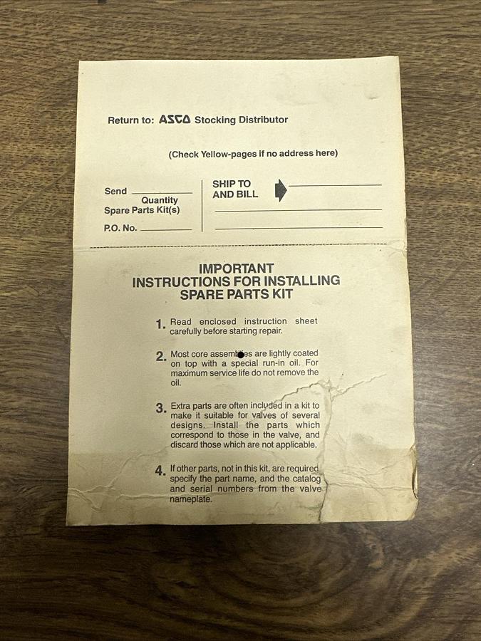 Used Asco,99-019,Spare Parts Kit