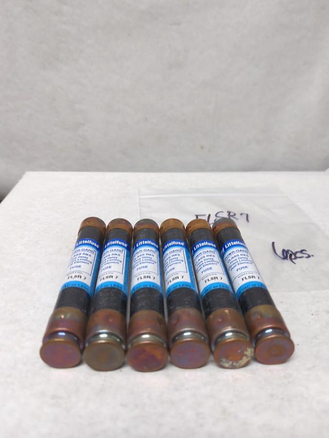 Used LITTELFUSE,FLSR7,INDICATOR 7 AMP FUSE LOT OF 6 PRE-OWNED