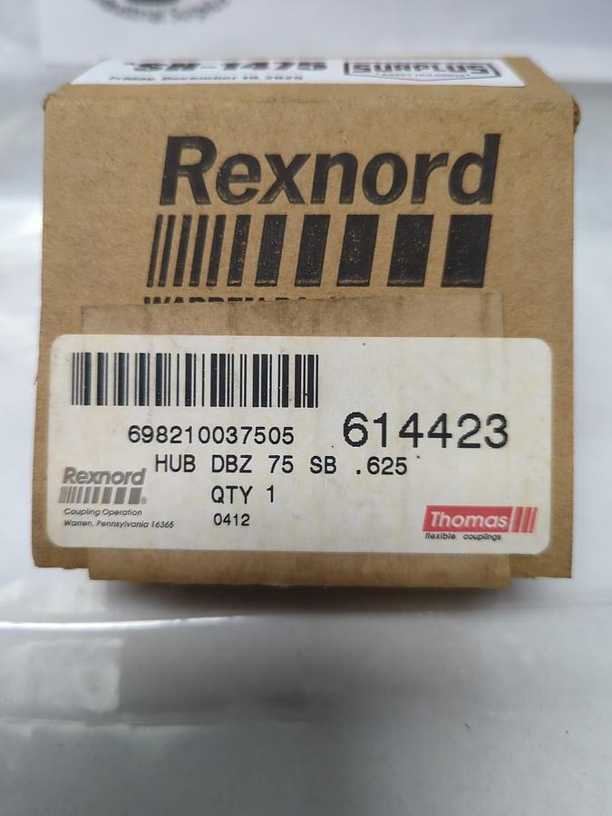 REXNORD THOMAS,614423,HUB DBZ 75 SB .625 NOS
