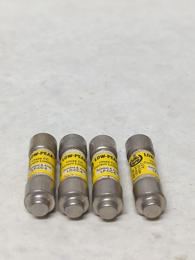 COOPER BUSSMANN,LP-CC-6,LOW-PEAK 6 AMP FUSE LOT OF 4 NOS