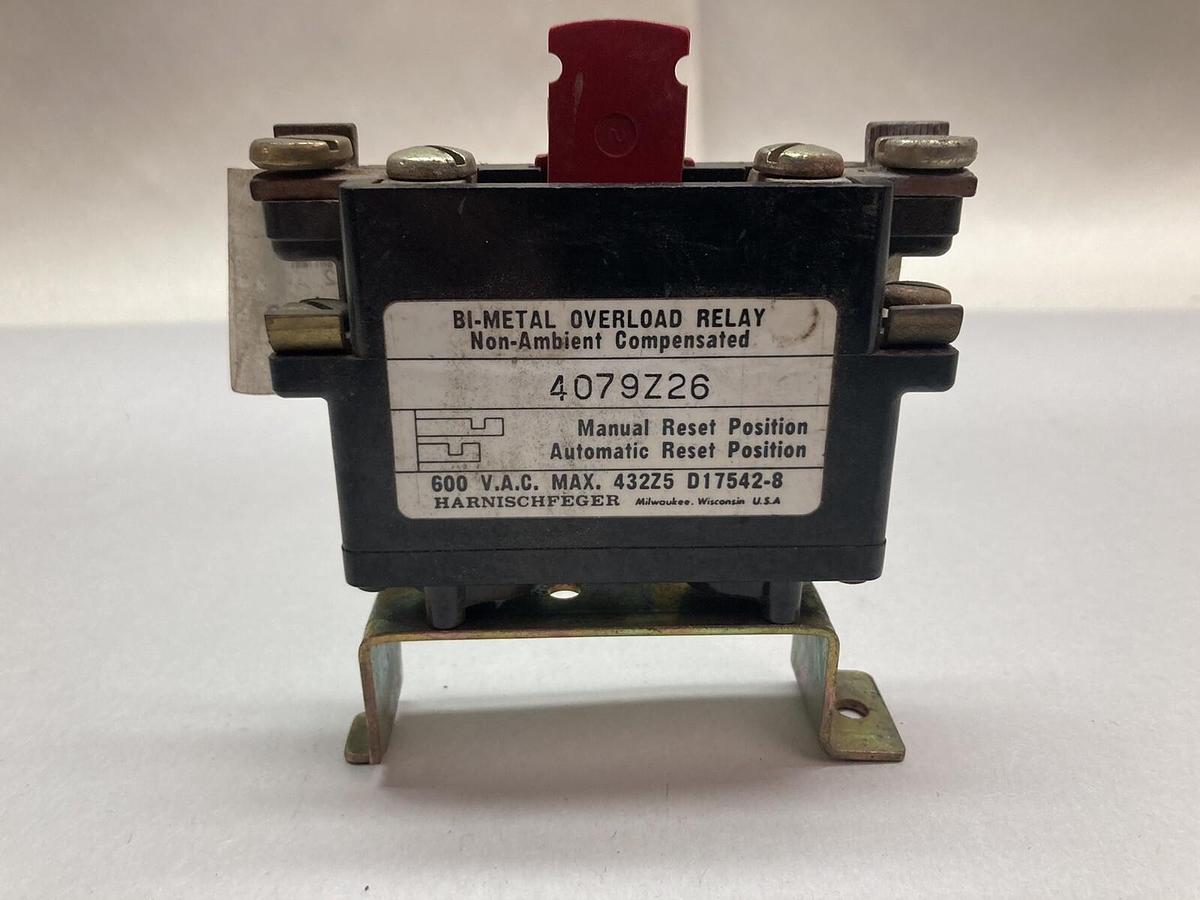 Used Harnischfeger,4079Z20,Overload Relay 600VAC