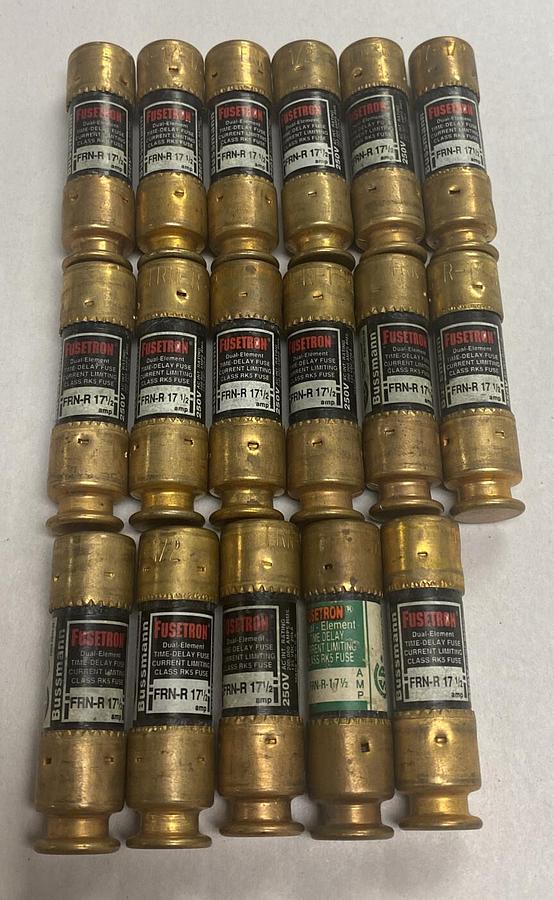 Bussmann,FRN-R-17 1/2,Fusetron Fuse Lot Of 16 NOS