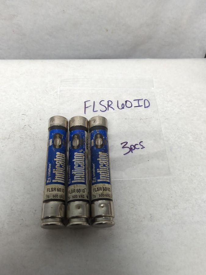 Used LITTELFUSE,FLSR60ID,INDICATOR 60 AMP FUSE LOT OF 3 PRE-OWNED