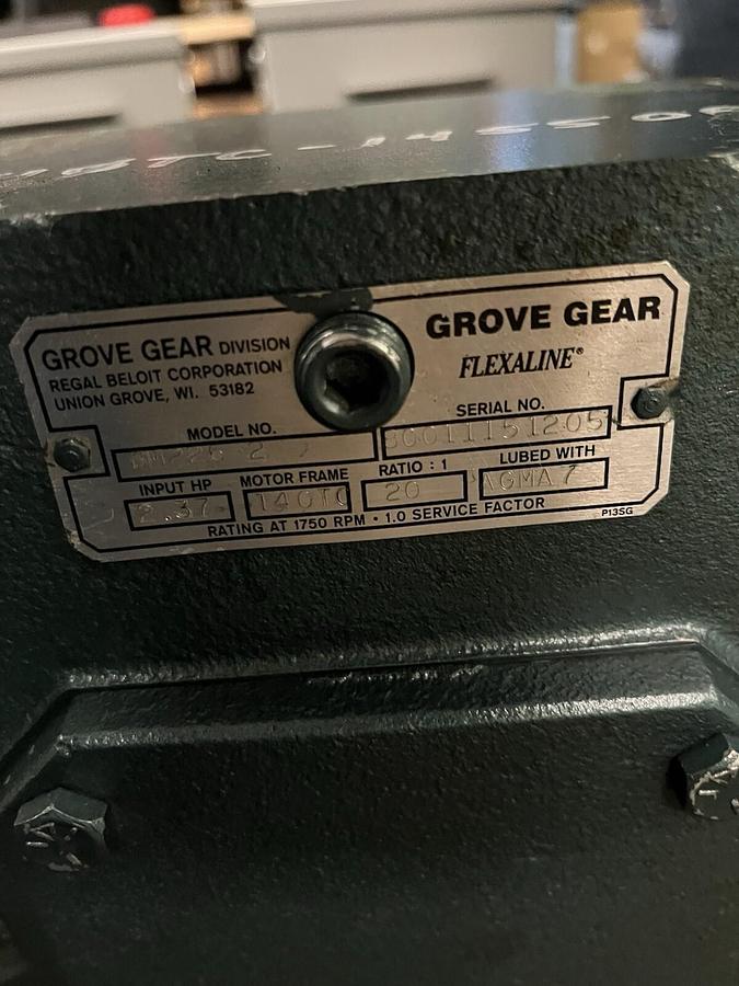 Used GROVE GEAR,BM226-2,GEAR REDUCER RATIO 20 BALDOR VM3546T MOTOR 1HP 1750RPM