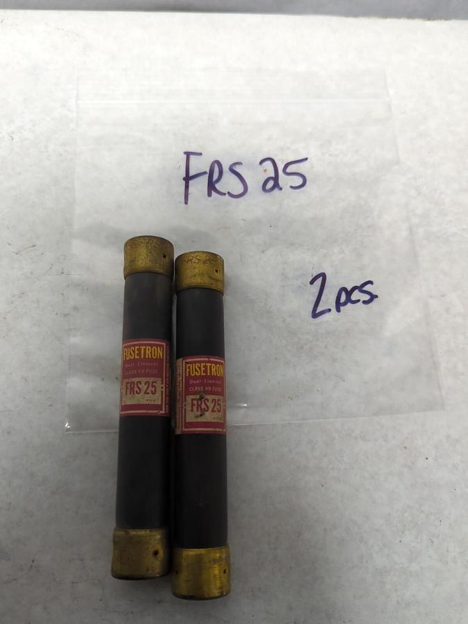 Used COOPER BUSSMANN,FRS-25,FUSETRON 25 AMP FUSE LOT OF 2 PRE-OWNED
