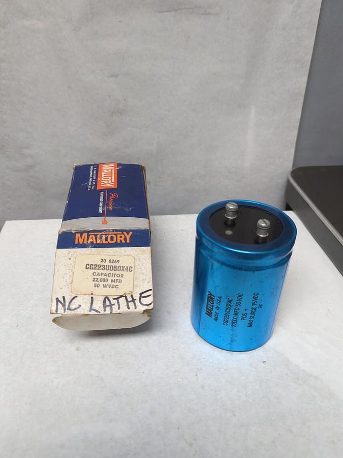 MALLORY,CG223U050X4C,CAPACITOR 22,000 MFD 50 WVDC NOS