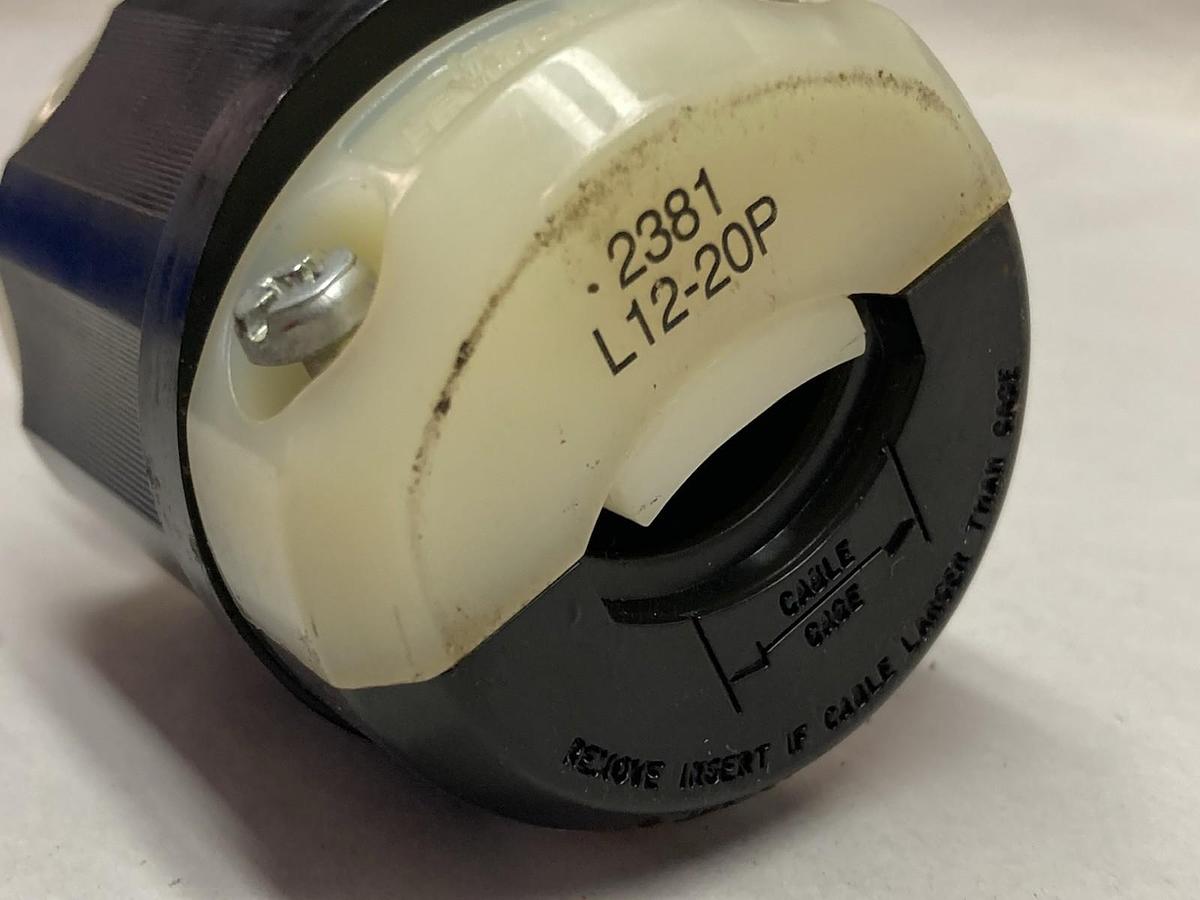 Used Leviton,2381 L12-20P,3-Pole 3-Wire Locking Plug Male Replacement Black