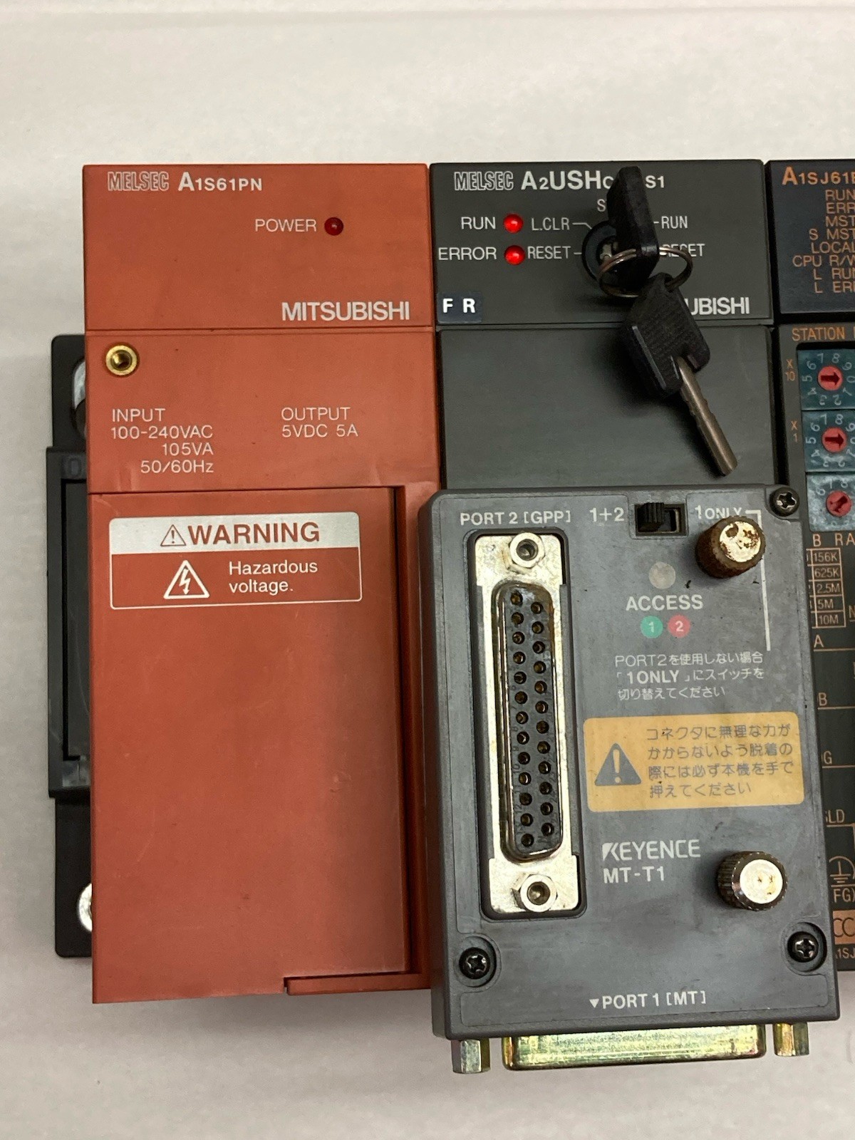 Used Mitsubishi,A1S61PN,PLC Rack w/ A2USHCPU-S1 A1SX41 A1SY41 A1SD61 A1SD75M2