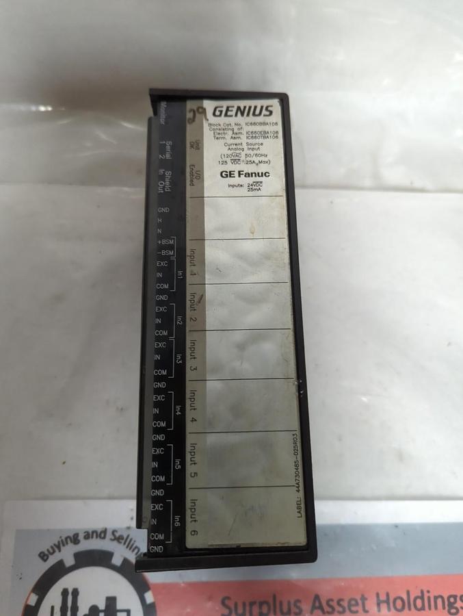Used GE FANUC,IC660BBA106,GENIUS BLOCK ANALOG INPUT MODULE (NO TERMINAL ) PRE-OWNED