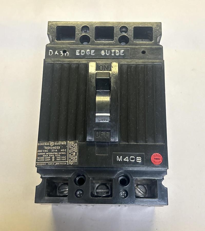 Used GENERAL ELECTRIC,TED134025,CIRCUIT BREAKER 25A 480V 3P