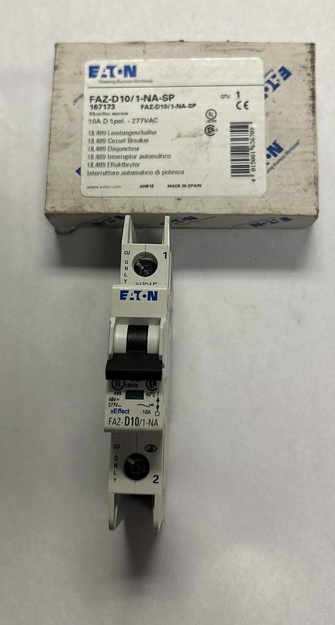 Used EATON,FAZ-D10/1-NA-SP,MINIATURE CIRCUIT BREAKER 10A 277V 1P NEW