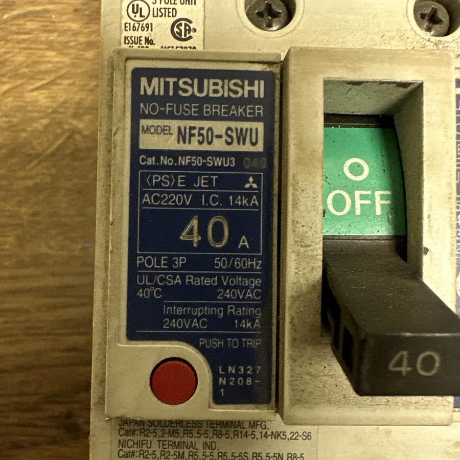 Used MItsubishi,NF50-SWU,40 Amp Circuit Breaker