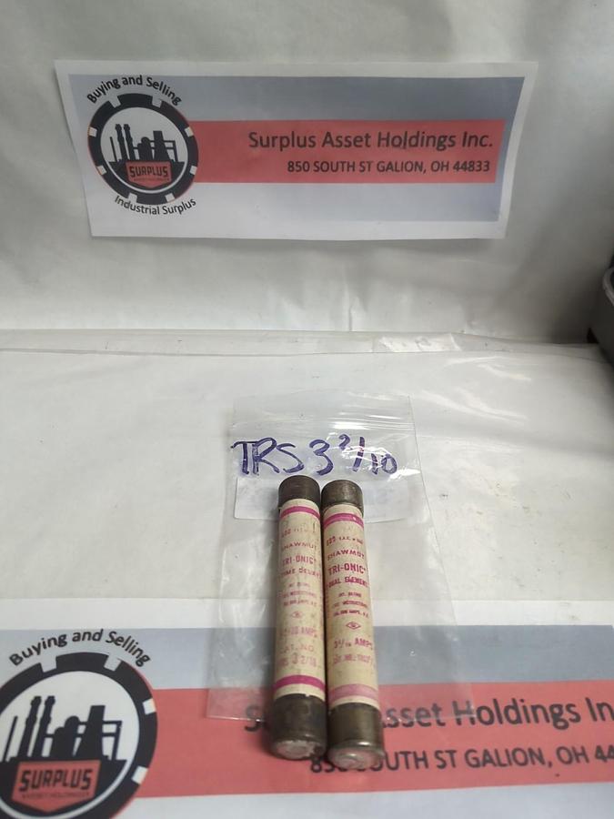 Used GOULD SHAWMUT,TRS-3-2/10,TRI-ONIC 3-2/10 AMP FUSE LOT OF 2 PRE-OWNED