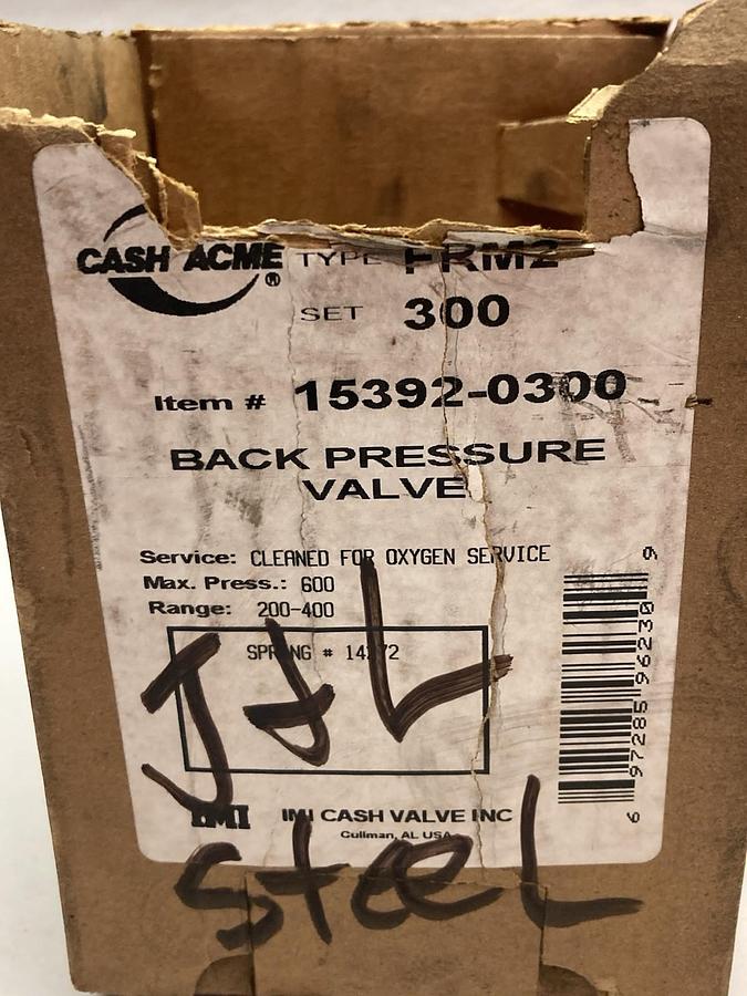 Cash Acme,15392-0300,Back Pressure Valve 3/8 Inch Type FRM2 300PSI
