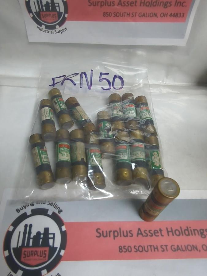 Used COOPER BUSSMANN,FRN-50,FUSETRON FUSE 50 AMP LOT OF 15 PRE-OWNED