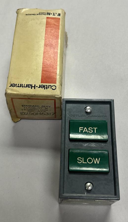 Used CUTLER HAMMER,10250H6317 86-2588-2, PUSHBUTTON ELEMENT FAST / SLOW NEW