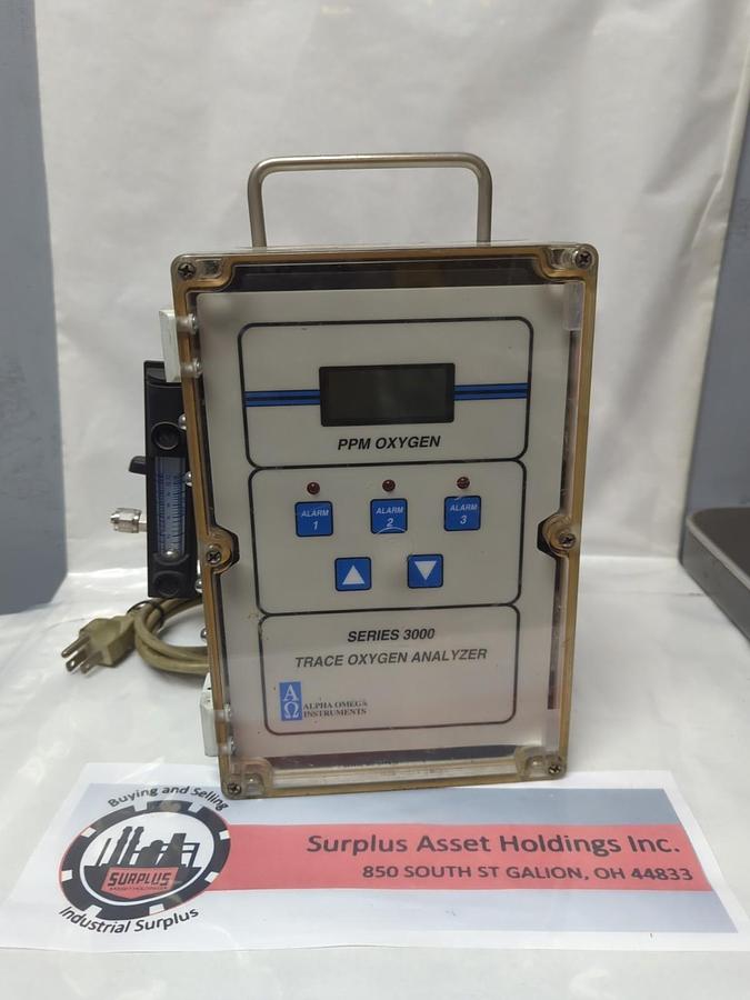 Used ALPHA OMEGA,SERIES 3000,TRACE OXYGEN ANALYZER 115V PRE-OWNED