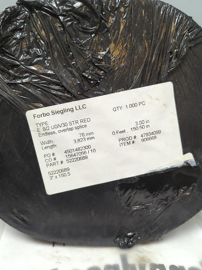 FORBO SIEGLING,4501482300,CONVEYOR BELT TYPE E 8/2 U0/V30 RED 3 IN WX150.5 IN L